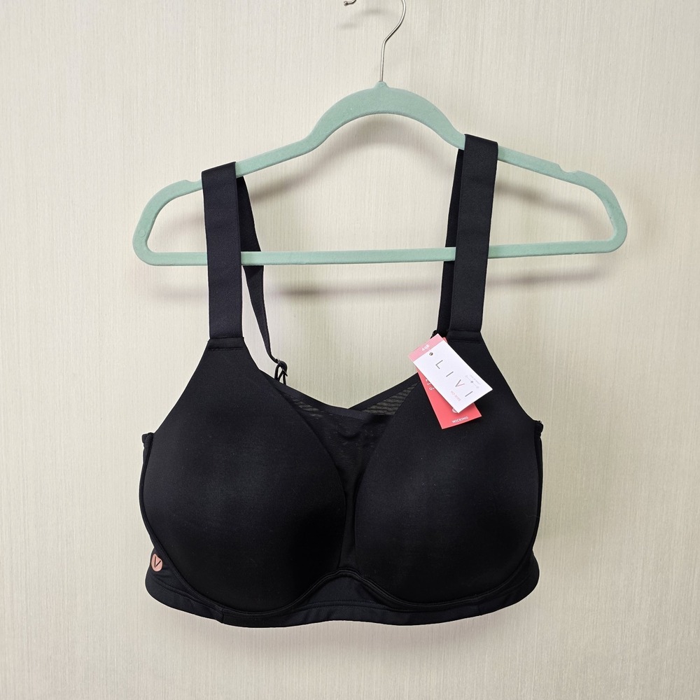 Livi Active NWT Medium Support No Wire Sports Bra 46B Activewear Running Black